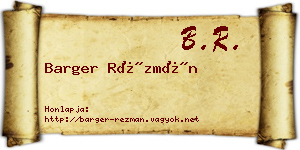 Barger Rézmán névjegykártya